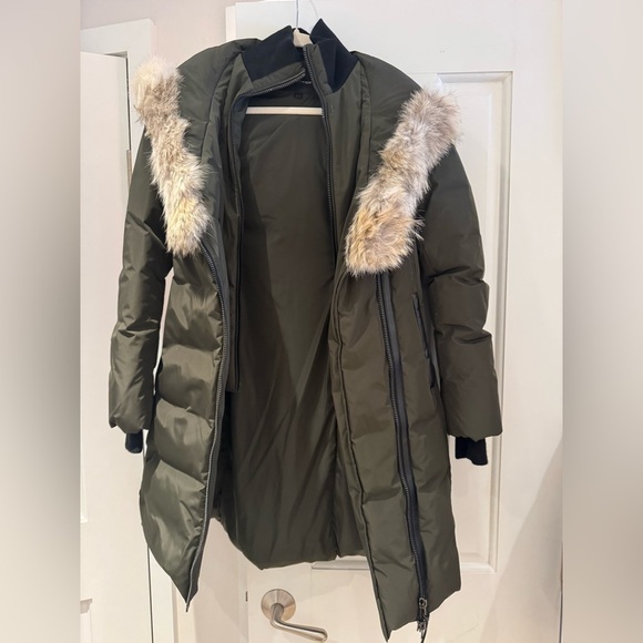 NWT MACKAGE Adali Down
Coat with natural Fur Trim in
Color: Green-Size: XS - Picture 3 of 7